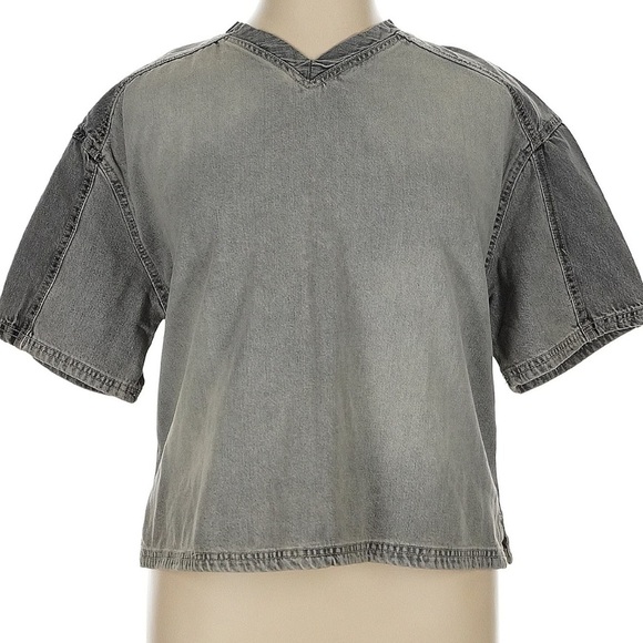 Zara Grey Blue Denim Cropped Top Bloggers Favorite Women’s Size XL - Picture 7 of 7